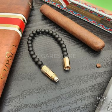 Bracelet Coupe Cigare Punch Les Fines Lames - Onyx Noir Mat (Plaqué Or 18 carats - 5 microns) : 8mm