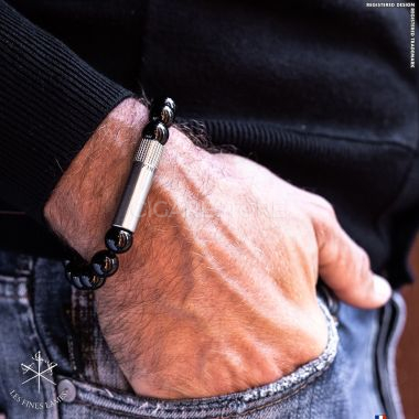 Bracelet Coupe Cigare Punch Les Fines Lames - Onyx (Acier) : 10mm