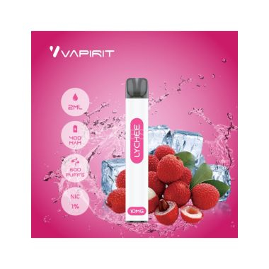 Cigarette électronique jetable Vapirit Puff - 600 puffs Saveur lychee 0,10 et 20mg
