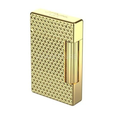 Briquet gaz S.T. Dupont "Initial" doré décor pointe de diamant - 020821