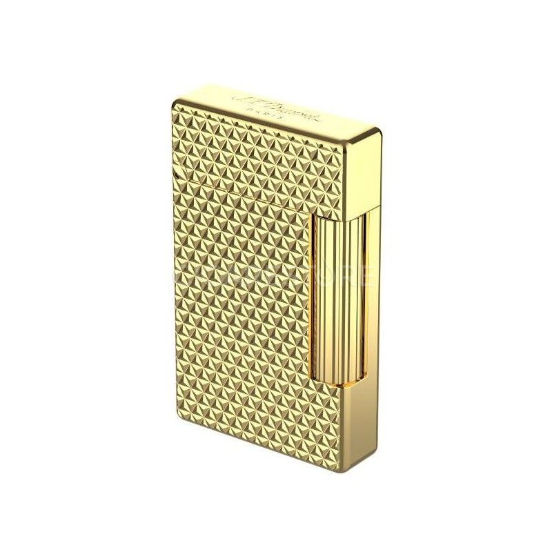 Briquet gaz S.T. Dupont Initial doré décor pointe de diamant - 020821