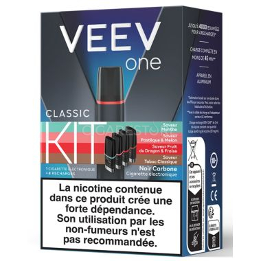 Pack Cigarette électronique Veev One Noire + 4 pods(4gouts)
