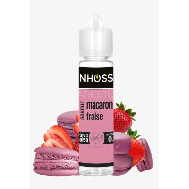 E-liquide Nhoss Macaron fraise - 50/50 MPGV/GV (0mg) : 50ml