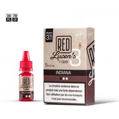 E-liquide Red Lucen's Tabac Indiana - 30/70 PG/VG (0, 3, 6, 12mg) : 10ml