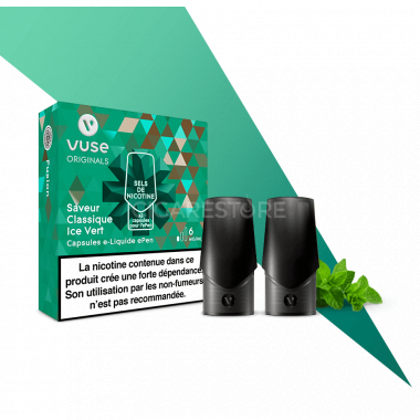 Capsule ePen Vuse - Saveur Classique Ice Vert sels de nicotine (2 niveaux de nicotine)