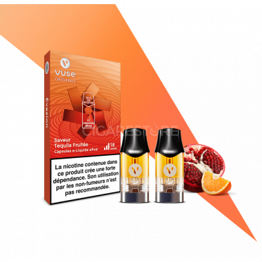 Capsules ePod 2 Vuse Saveur Téquila fruitée sels de nicotine - Téquila + notes d’orange et de grenade(1 niveaux de nicotine)