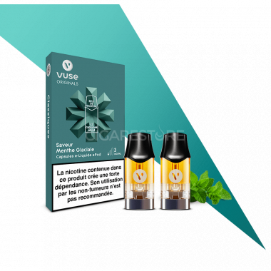 Capsules ePod 2 Vuse Menthe glaciale sels de nicotine - menthe fraiche + menthe verte(4 niveaux de nicotine)