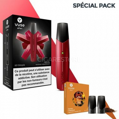Kit Complet e-Cigarette Vuse ePen Rouge + Capsules saveur Classique (4 niveaux de nicotine)