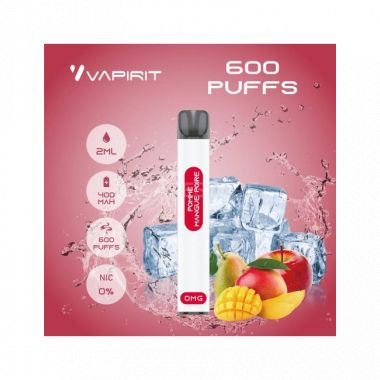 Cigarette électronique jetable Vapirit Puff - 600 puffs Saveur pomme mangue poire 0, 10 et 20mg