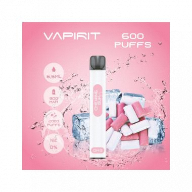 Cigarette électronique jetable Vapirit Puff - 600 puffs Saveur Chewing Gum 0mg et 20mg